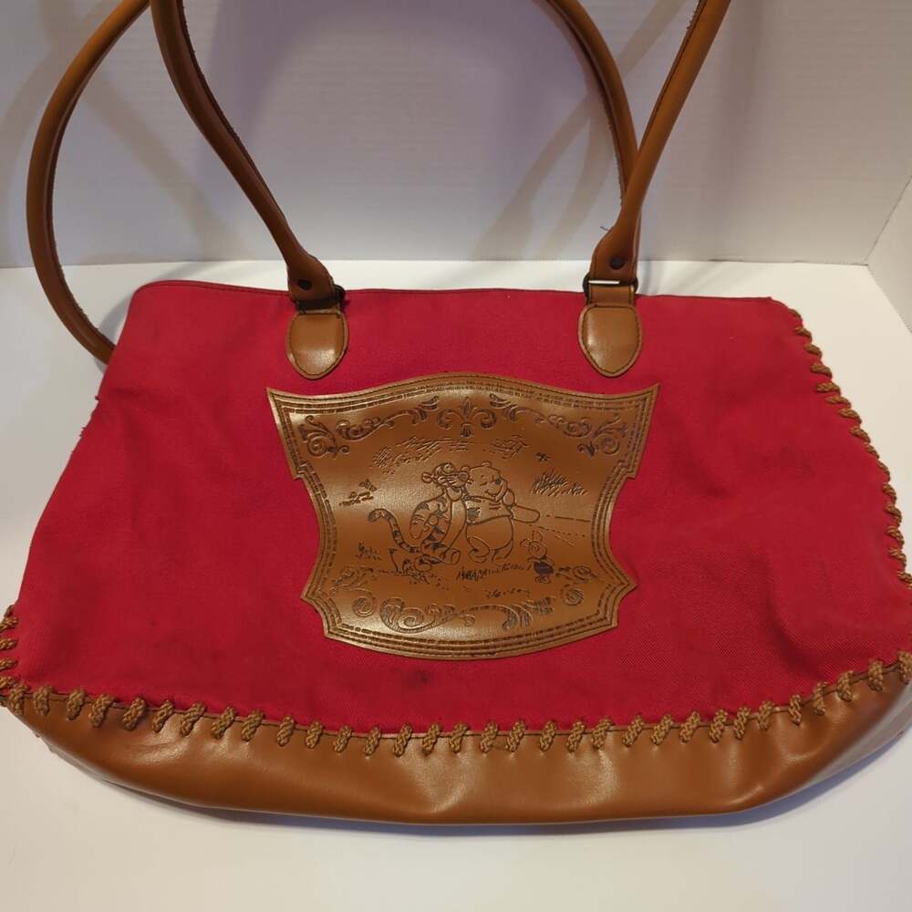 VINTAGE WINNIE THE POOH CANVAS BAG, 100% COTTON, COLOR RED!